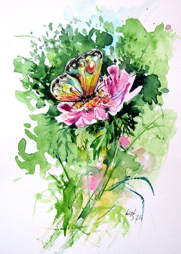 Beautiful butterfly III van Anna Brigitta Kovacs, Schilderij te koop op Singulart