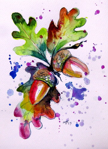 Oak branch II by Anna Brigitta Kovacs, Painting for Sale on Singulart