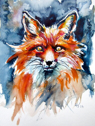 Red fox portrait de Anna Brigitta Kovacs, Pintura a la venta en Singulart