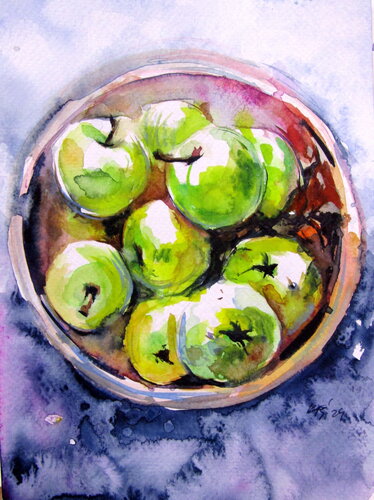 Yellow apples van Anna Brigitta Kovacs, Schilderij te koop op Singulart