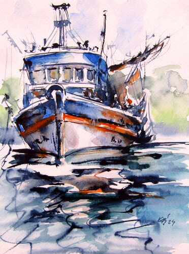 Fishing smack von Anna Brigitta Kovacs, Malerei kaufen auf Singulart
