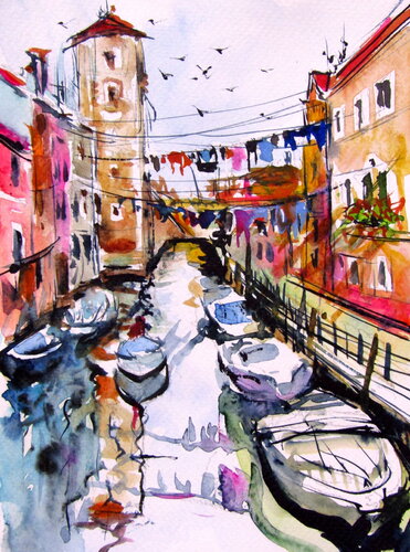 Laundry line di Anna Brigitta Kovacs, Pittura in vendita su Singulart