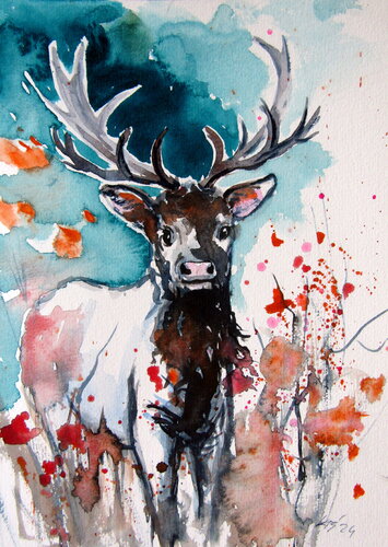 Deer II by Anna Brigitta Kovacs, Painting for Sale on Singulart