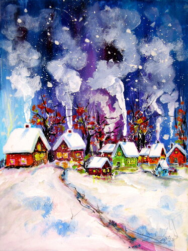 Beautiful wintertime von Anna Brigitta Kovacs, Malerei kaufen auf Singulart