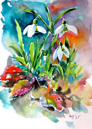 Snowdrops III di Anna Brigitta Kovacs, Pittura in vendita su Singulart