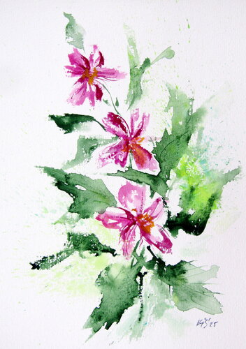 Pink florals III van Anna Brigitta Kovacs, Schilderij te koop op Singulart