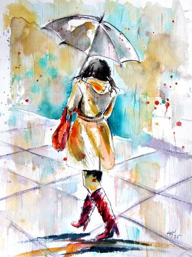 Autumn walk III de Anna Brigitta Kovacs, Pintura a la venta en Singulart