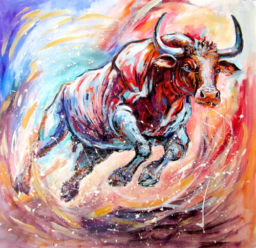 Running bull III de Anna Brigitta Kovacs, Pintura a la venta en Singulart