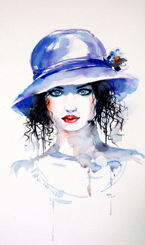 Girl with hat III von Anna Brigitta Kovacs, Malerei kaufen auf Singulart