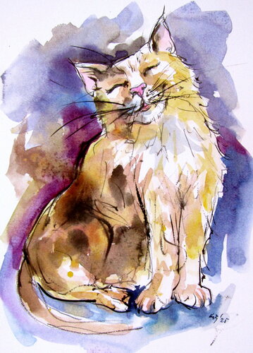 Happy cat von Anna Brigitta Kovacs, Malerei kaufen auf Singulart