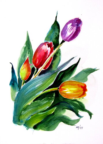 Tulips di Anna Brigitta Kovacs, Pittura in vendita su Singulart