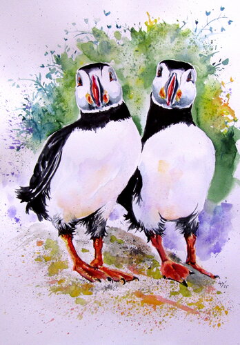 Puffins II von Anna Brigitta Kovacs, Malerei kaufen auf Singulart