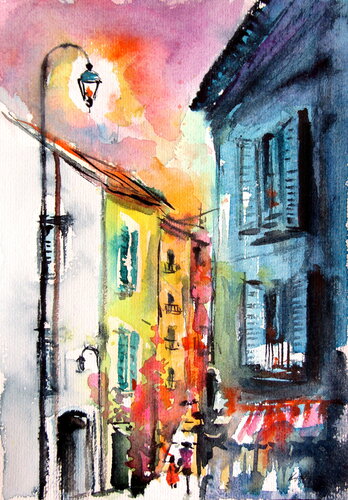 Night walk by Anna Brigitta Kovacs, Painting for Sale on Singulart