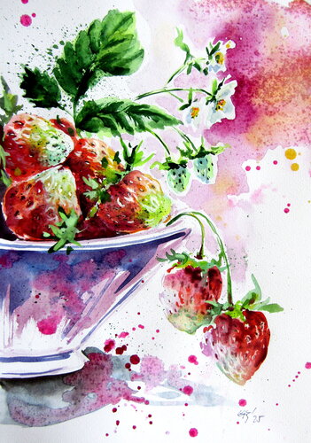 Strawberries von Anna Brigitta Kovacs, Malerei kaufen auf Singulart