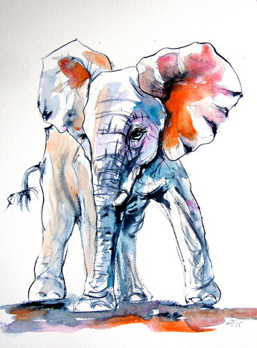 Elephant baby di Anna Brigitta Kovacs, Pittura in vendita su Singulart