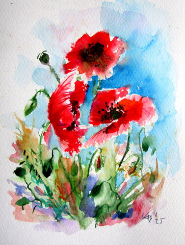 Red poppies II van Anna Brigitta Kovacs, Schilderij te koop op Singulart
