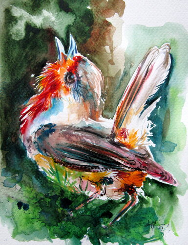 Singing Robin by Anna Brigitta Kovacs, Painting for Sale on Singulart