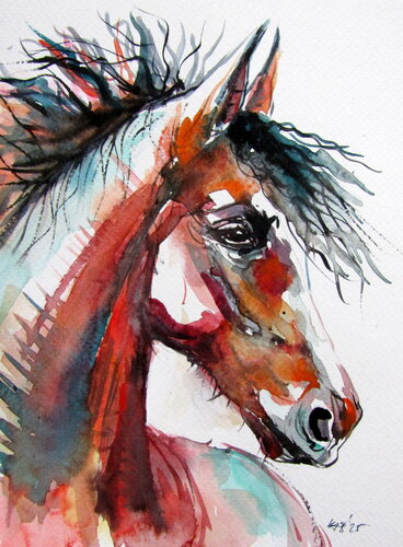 Horse portrait IV van Anna Brigitta Kovacs, Schilderij te koop op Singulart