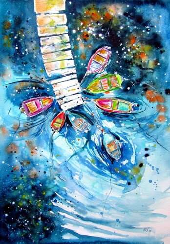 Boats II van Anna Brigitta Kovacs, Schilderij te koop op Singulart