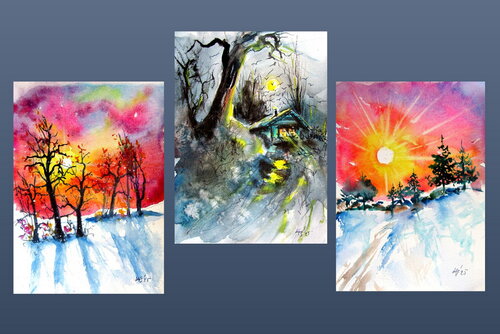 Wintertime collection III by Anna Brigitta Kovacs, Painting for Sale on Singulart