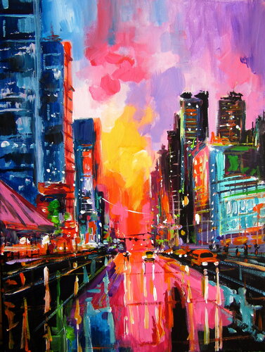 City lights par Anna Brigitta Kovacs, Peinture en vente sur Singulart