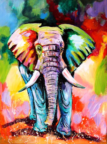 Walking majestic elephant II par Anna Brigitta Kovacs, Peinture en vente sur Singulart