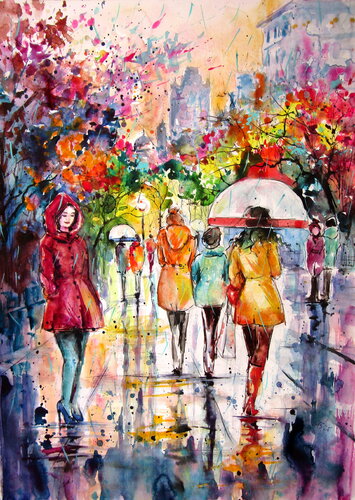London in the rain von Anna Brigitta Kovacs, Malerei kaufen auf Singulart