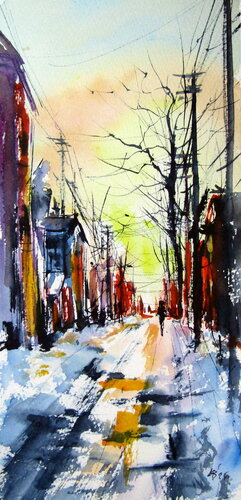 Winter lin the city von Anna Brigitta Kovacs, Malerei kaufen auf Singulart