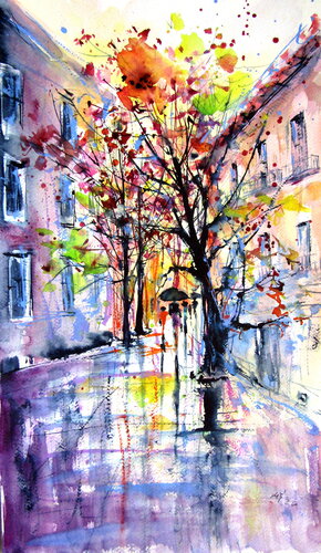 Fall lin the city von Anna Brigitta Kovacs, Malerei kaufen auf Singulart