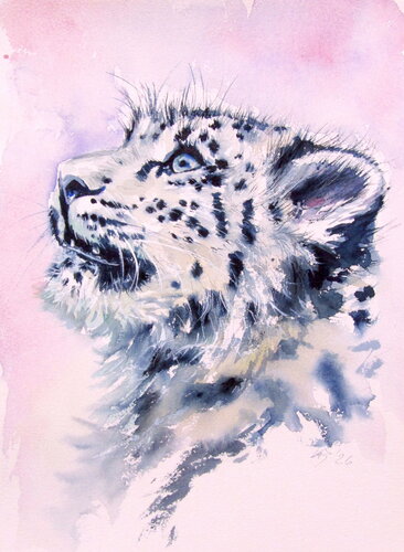 Snow leopard cub II von Anna Brigitta Kovacs, Malerei kaufen auf Singulart