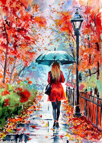 Rainy days II par Anna Brigitta Kovacs, Peinture en vente sur Singulart