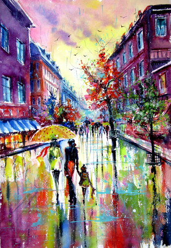 Autumn rain III by Anna Brigitta Kovacs, 회화 for Sale on Singulart