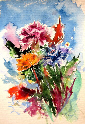 Colorful flower di Anna Brigitta Kovacs, Pittura in vendita su Singulart