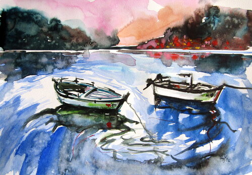 Boats van Anna Brigitta Kovacs, Schilderij te koop op Singulart