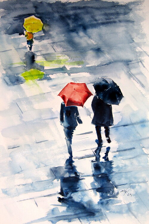 Family with umbrellas Anna Brigitta Kovacs