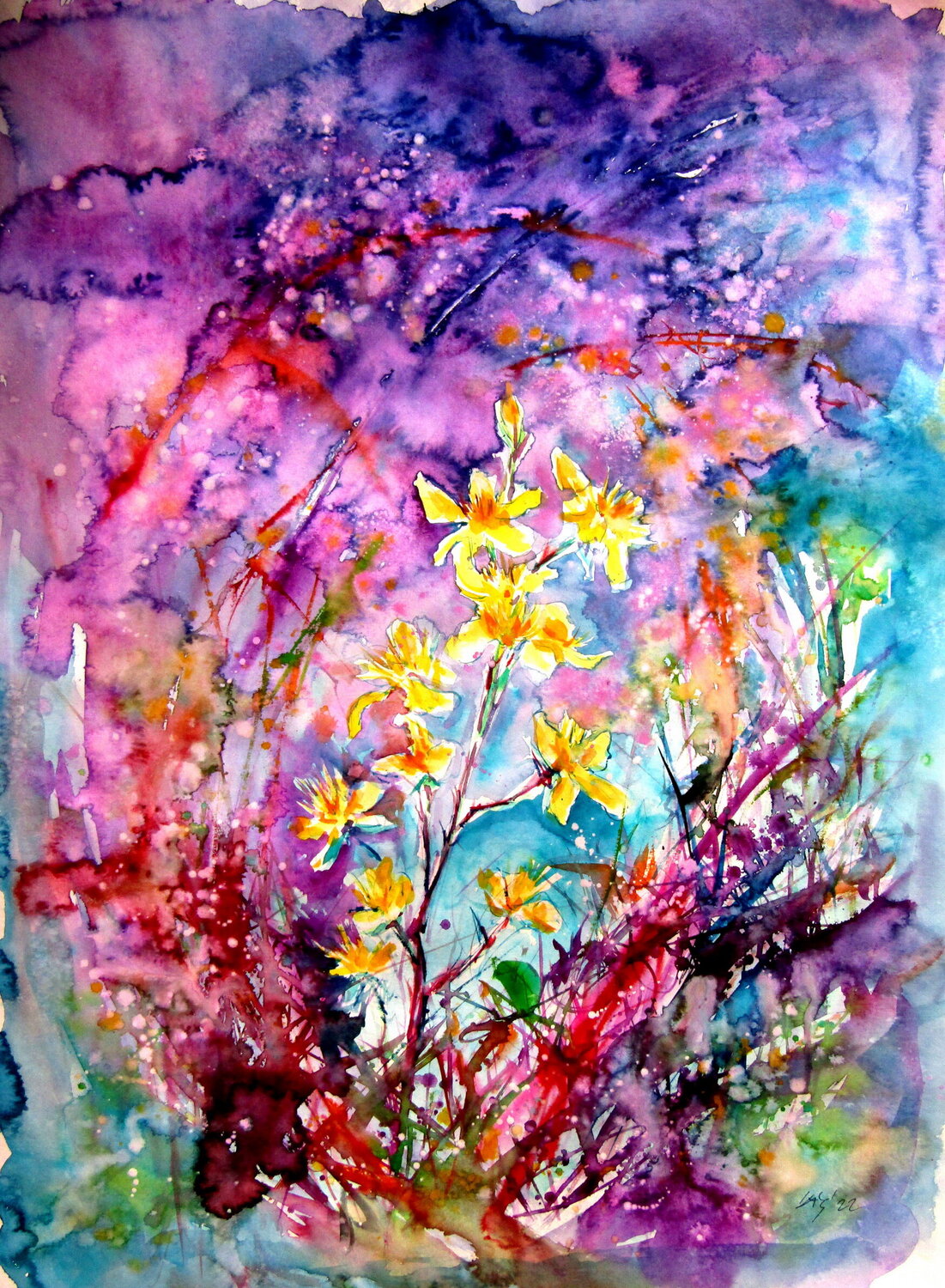 Alone is summer with yellow floral Anna Brigitta Kovacs