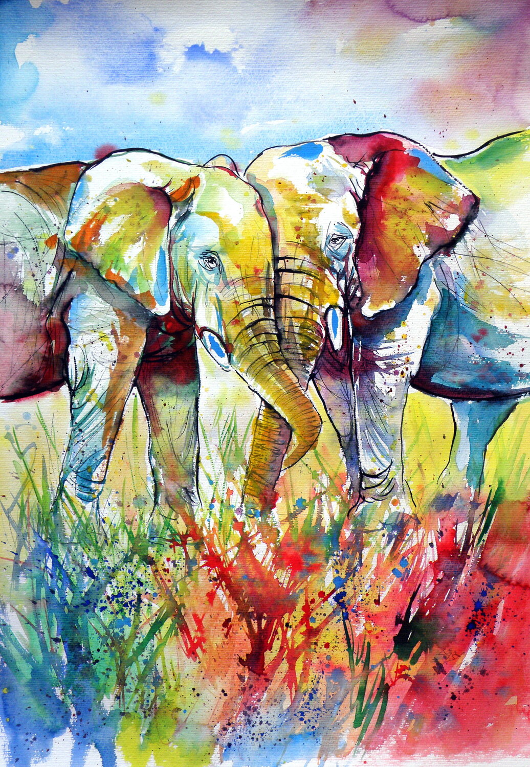 Colorful elephants in love Anna Brigitta Kovacs
