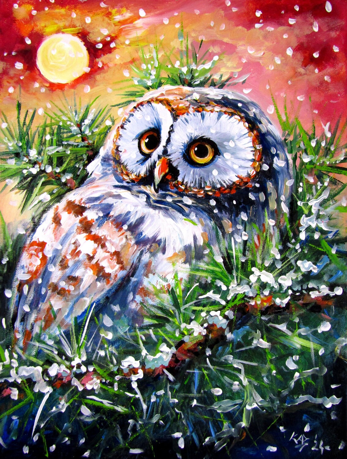 Majestic owl at snowfall Anna Brigitta Kovacs