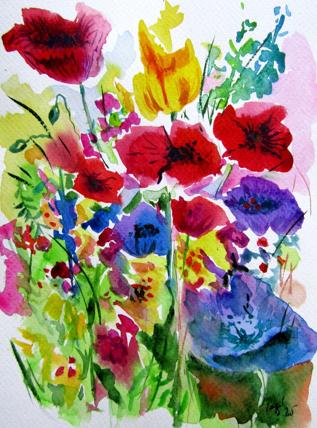 Wildflowers field with poppies Anna Brigitta Kovacs