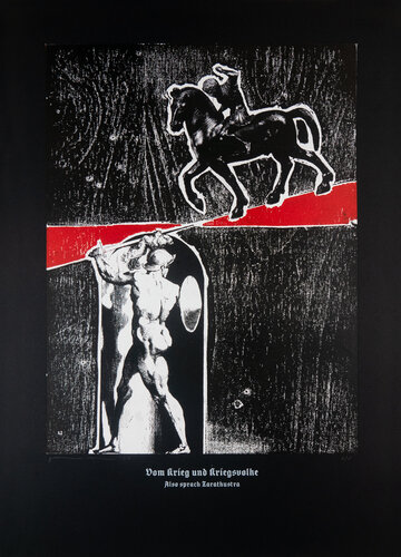 War And Warrior (Black), Thus Spoke Zarathustra. van Guilherme Pontes, Afdruk te koop op Singulart