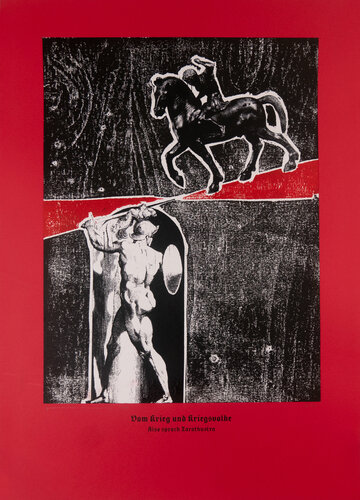 War And Warrior (Red), Thus Spoke Zarathustra. van Guilherme Pontes, Afdruk te koop op Singulart