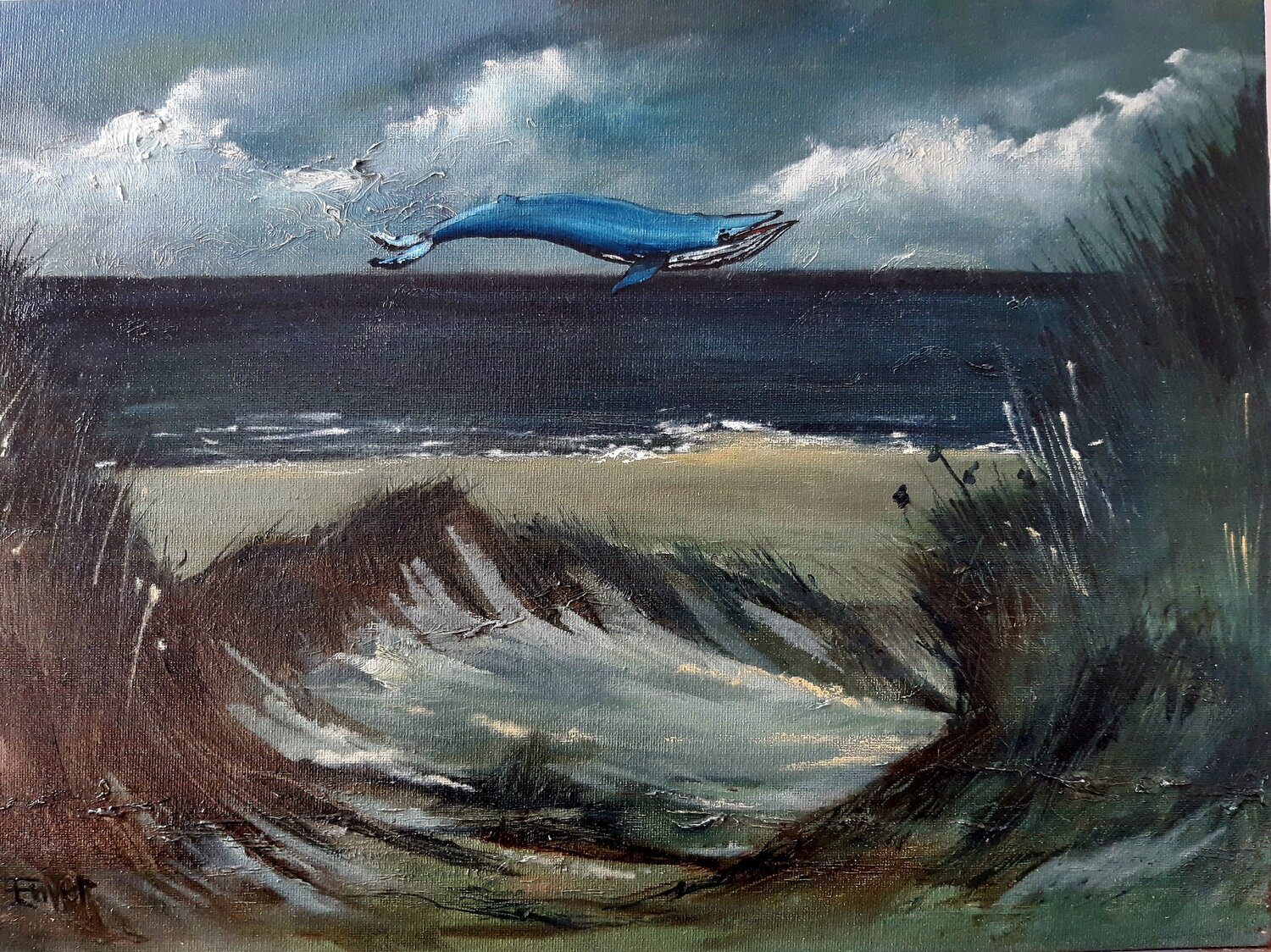 Zoned Blue Whale Enver Gürsev Dipinto originale in vendita