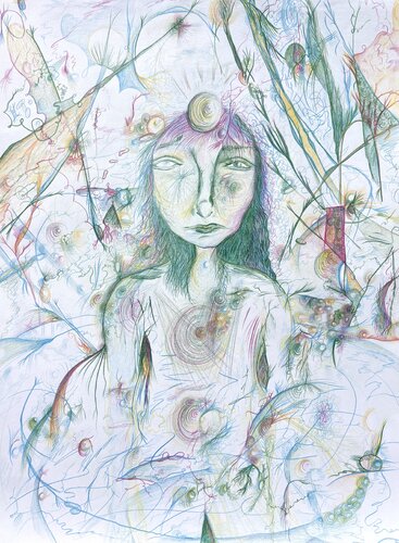 A fairy named Existence, encountered in the space between, the borderline, at the interdimensional crossroads von Nicole Javorsky, Zeichnungen kaufen auf Singulart