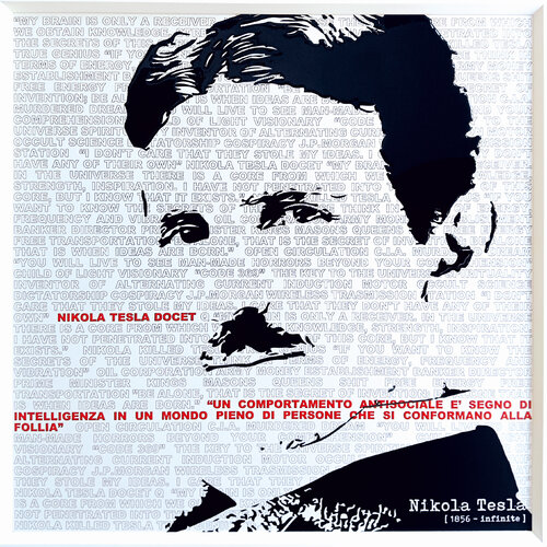 Nikola Tesla docet di Daniele Mazzoleni, Pittura in vendita su Singulart