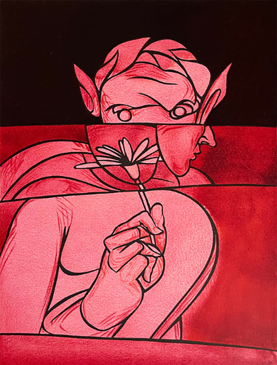 Faun with Flower Valerio Adami