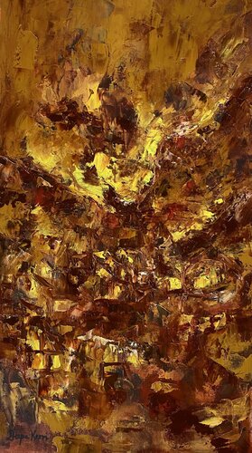 Village In The Hills di Deepa Kern, Pittura in vendita su Singulart
