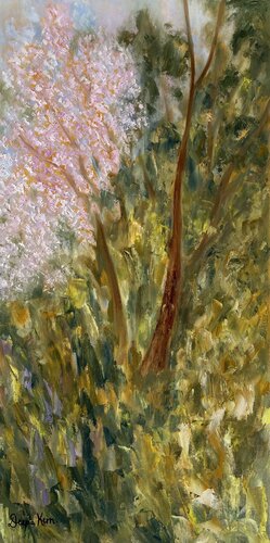 Wild Cherry Blossoms In The Nilgiris di Deepa Kern, Pittura in vendita su Singulart