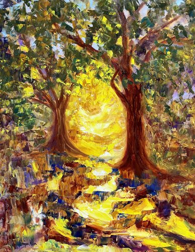 Pathway of Light (Dappled Path Series) von Deepa Kern, Malerei kaufen auf Singulart