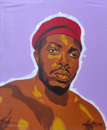 Ajibola's red Beret van Emmanuel Akolo, Schilderij te koop op Singulart