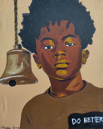 Dear Afro Boy, Eat The Frog van Emmanuel Akolo, Schilderij te koop op Singulart
